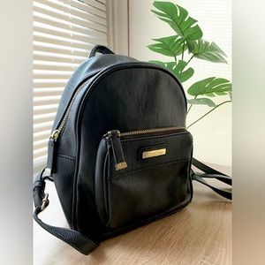Black Leather Calvin Klein Backpack Purse Bag